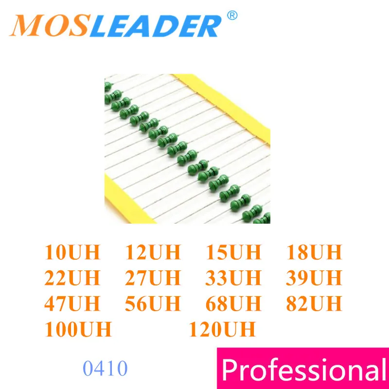 Mosleader 2000PCS 1/2W 0410 10UH 12UH 15UH 18UH 22UH 27UH 33UH 39UH 47UH 56UH 68UH 82UH 100UH AL0410 Color ring inductors