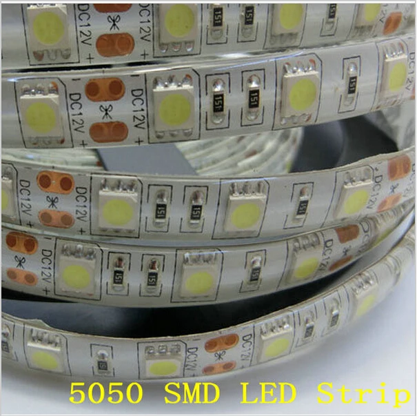 IP65 waterproof 10m 300 led strip light SMD 5050 12V led tape 60LED/ m white cold white warm white red blue green yellow rgb