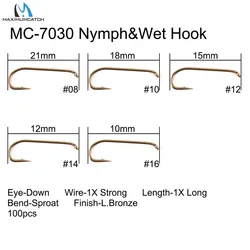 Maximumcatch 100pc 4#-22# Fish-Friendly Barbed Fly Hooks Dry&Wet&Nymph&Shrimp Caddis Pupa Streamer Fly Fishing Hook