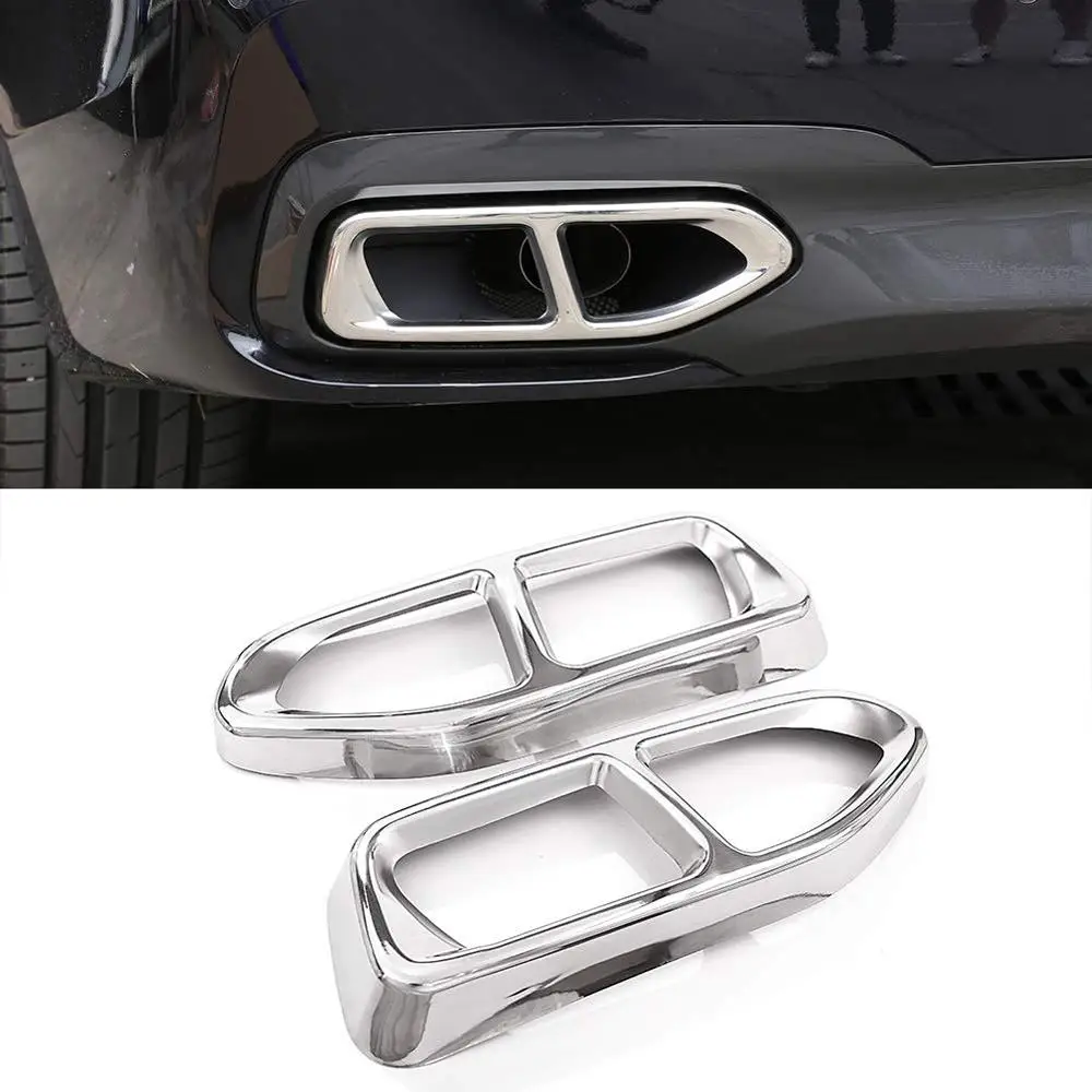 

Stainless Steel Pipe Throat Exhaust Outputs Tail Frame Trim Cover For BMW 7 Series G11 G12 730 740 750li 2016-17 M Sport Version