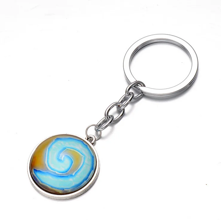 WoW World of Warcraft Hearthstone Glass Round Pendant Charm Keychain Jewelry Chain Blue PendantS men Jewelry women gift