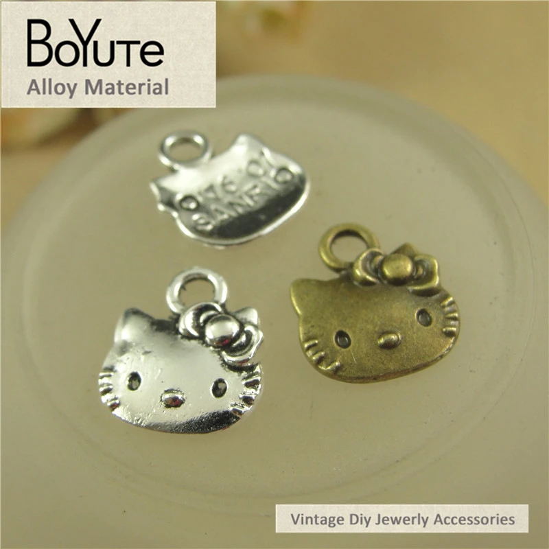 BoYuTe – breloques chats antiques en alliage métallique, 13x11MM, pour la fabrication de bijoux, accessoires de bricolage, vente en gros, 100 pièces/lot