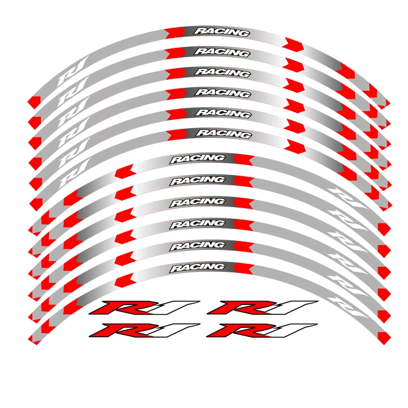 Sıcak satış 7 renk YAMAHA YZF R1 motosiklet tekerlek çıkartmaları yansıtıcı çıkartmalar jant çizgili YZF R1 motosiklet 17 inç