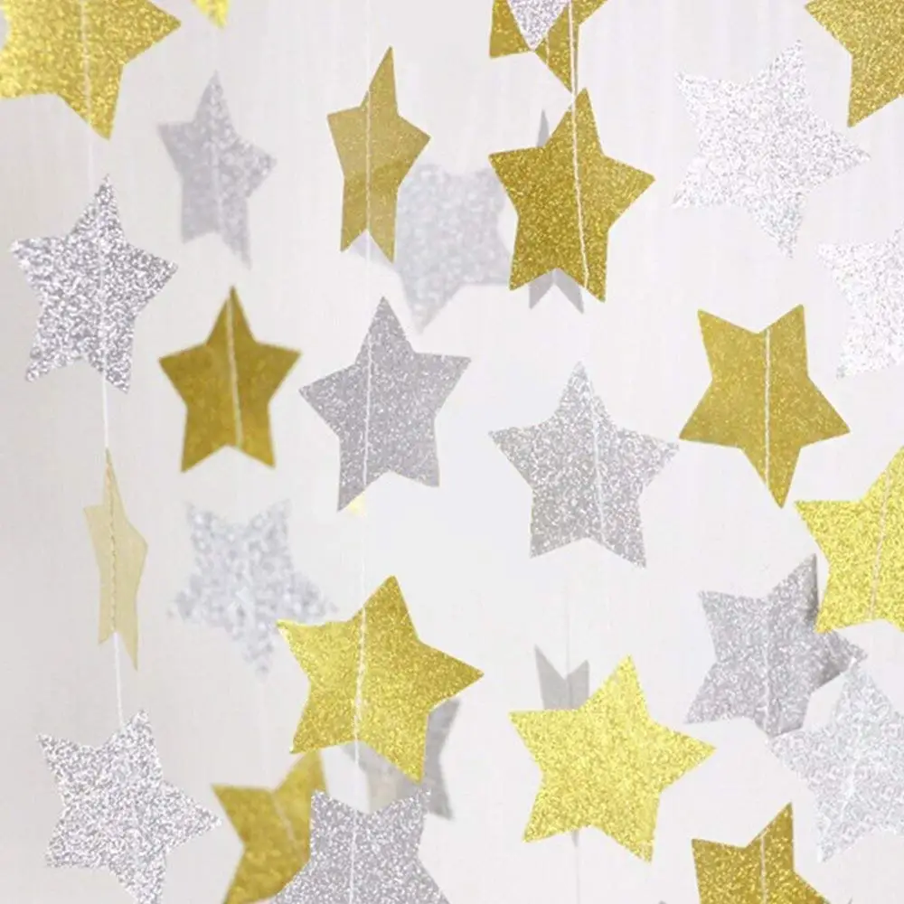 

4m Paper Star Banner Bunting Garlands Birthday String Banner Ornaments Christmas Wedding Party Room Baby Shower Decor Supplies