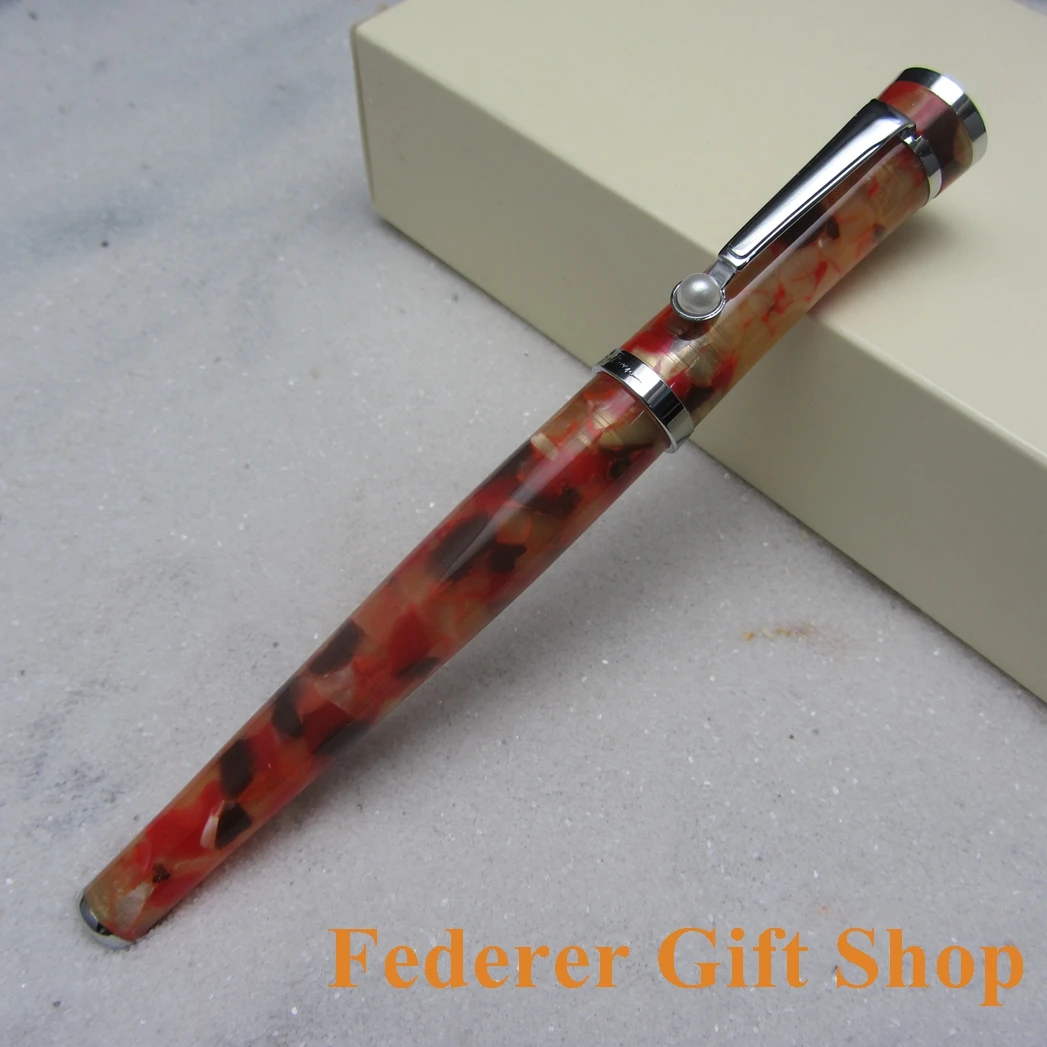 Fountain Pen Fuliwen F011 Color Pen High Quality Acrylic Case and Pearl Folder Clip Gift Ink Pen New Pen