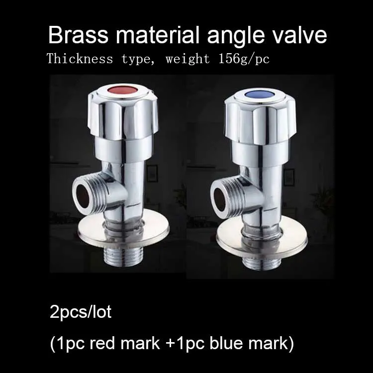 

2pcs/lot Bathroom toilet kitchen garden accessories G1/2" thread brass chrome water angle valves