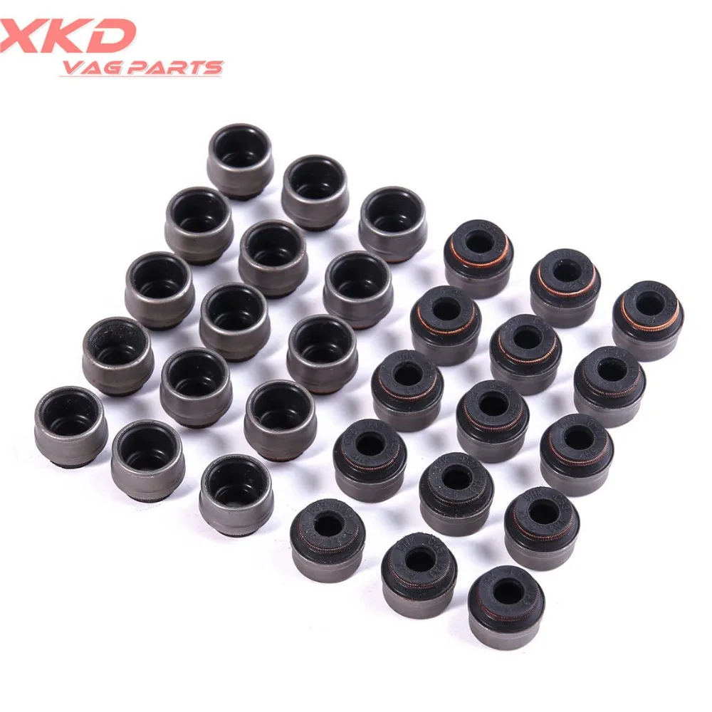 30Pcs 6mm Valve Stem Seals Set For V W Passat Golf  beetle AU DI A4 A6 A8  2.4 2.8 3.0 30V