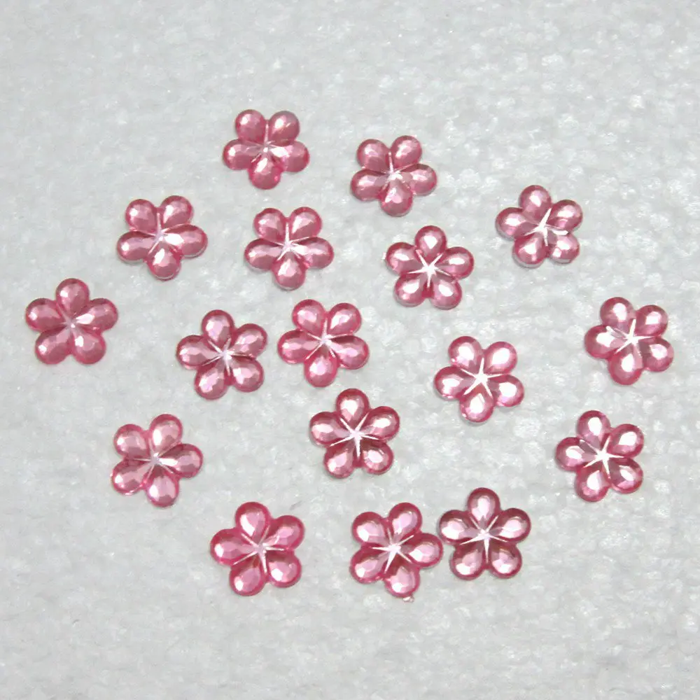 DIY 100pcs 10mm flower Acrylic plum blossom FlatBack Scrapbook Craft Wedding decoration B01