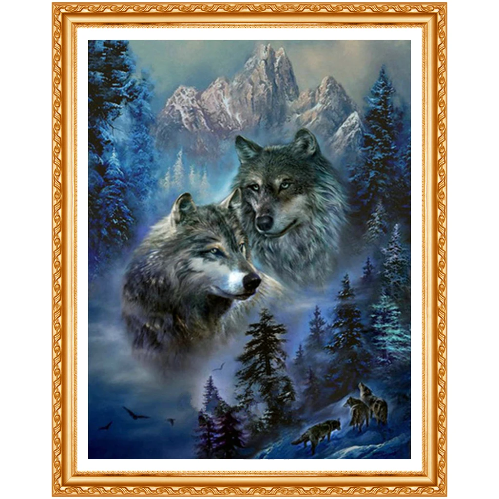 NEW forest wolf 5d Diamond  full Diamond Painting Cross Stitch Diamond Embroidery Animal Pattern rhinestone decoration