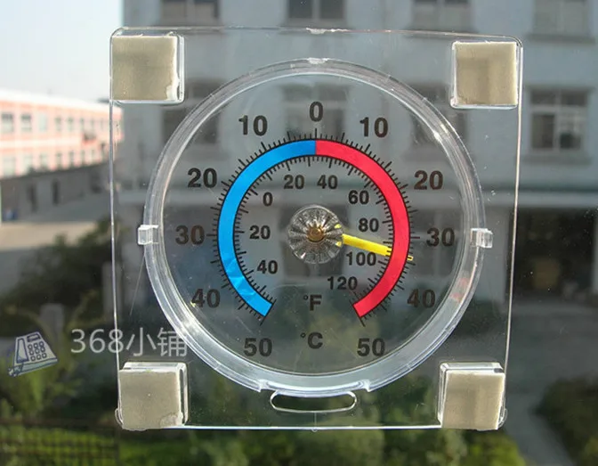 Termômetro de janela transparente encaixável com design quadrado