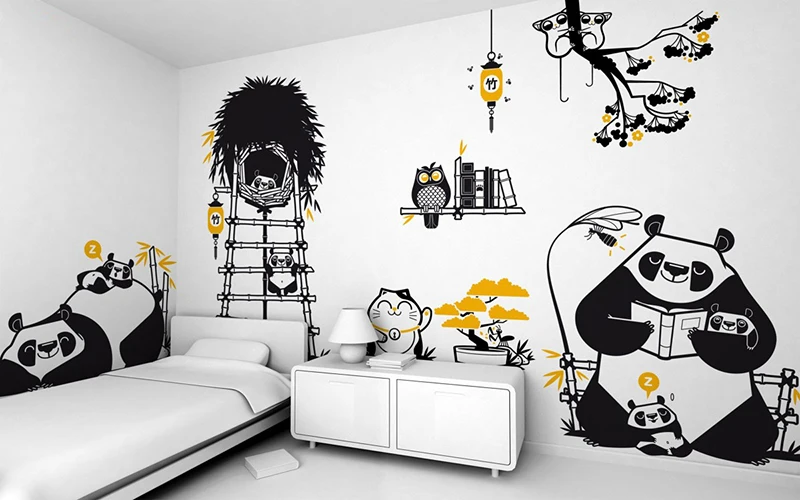 

Decomposable Selection Custom Color Wall Sticker Kids Panda Decal Home Decor For Kids Baby Room Nursery Self-adhesive Gift YZ001