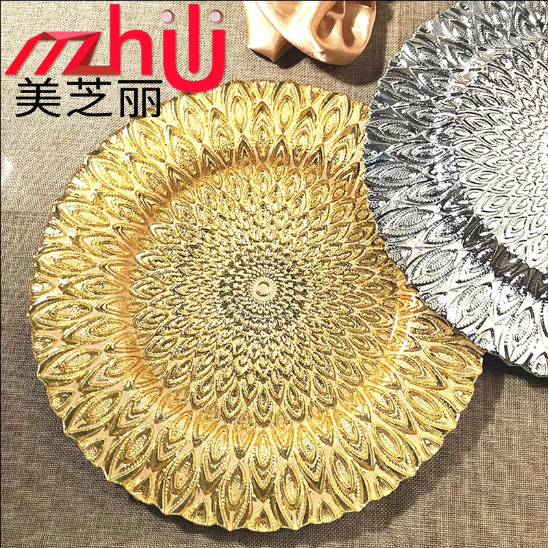 

Glass disc Hostal El Dorado tableware glass Peacock electroplating plate