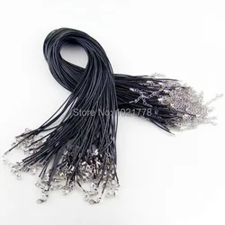 1.5mm 2mm fashion Black Leather Cord Necklace 45+5cm With Lobster Clasps DIY Craft Jewelry Free Shipping Wholesale 50pcs/lot