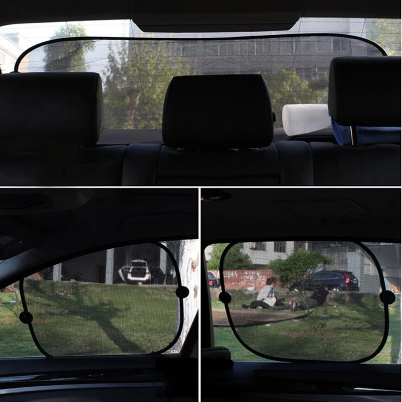 MotoLovee 5Pcs Car Windows Sun Shade Black Mesh Sun Visor Curtain Car Styling Covers Auto Window Suction Cup Protection Window