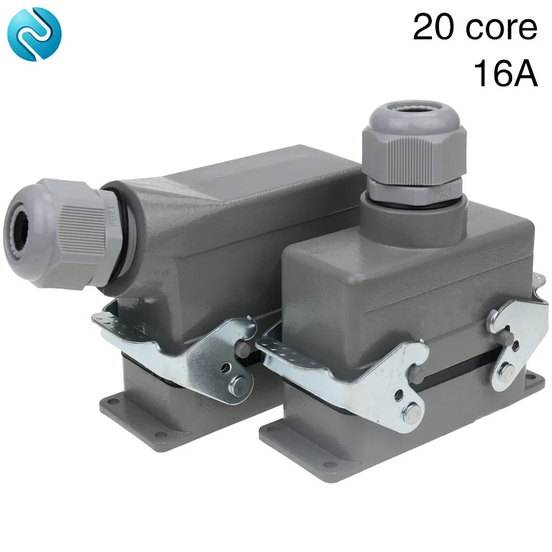 

Rectangular Heavy Duty Connector HDC-HE-020 20 Core Pins Aviation Socket Industrial Waterproof Wire Connector16A 500V