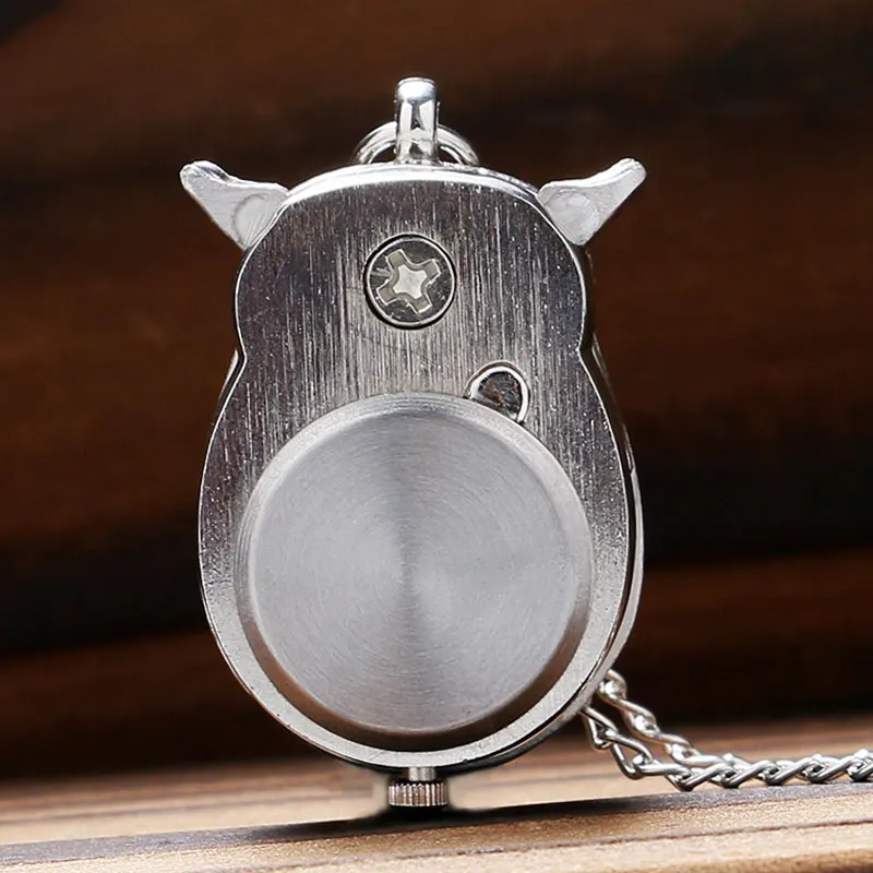 Cute Pink Owl Pocket Watch Kid Quartz Watch with Necklace Chain P582