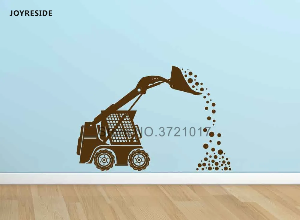 JOYRESIDE Wall Decal Vinyl Sticker Bulldozer Excavator Construction Loader Dig Dirt Decor For Kids Boys Bedroom Decoration XY030