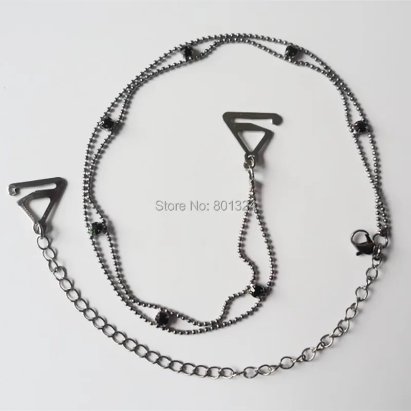 Metal Adjustable Silver Black Bra Shoulder Strap Rhinestone Bra Shoulder Strap Double Beads Clip Bra Underwear Shoulder Straps