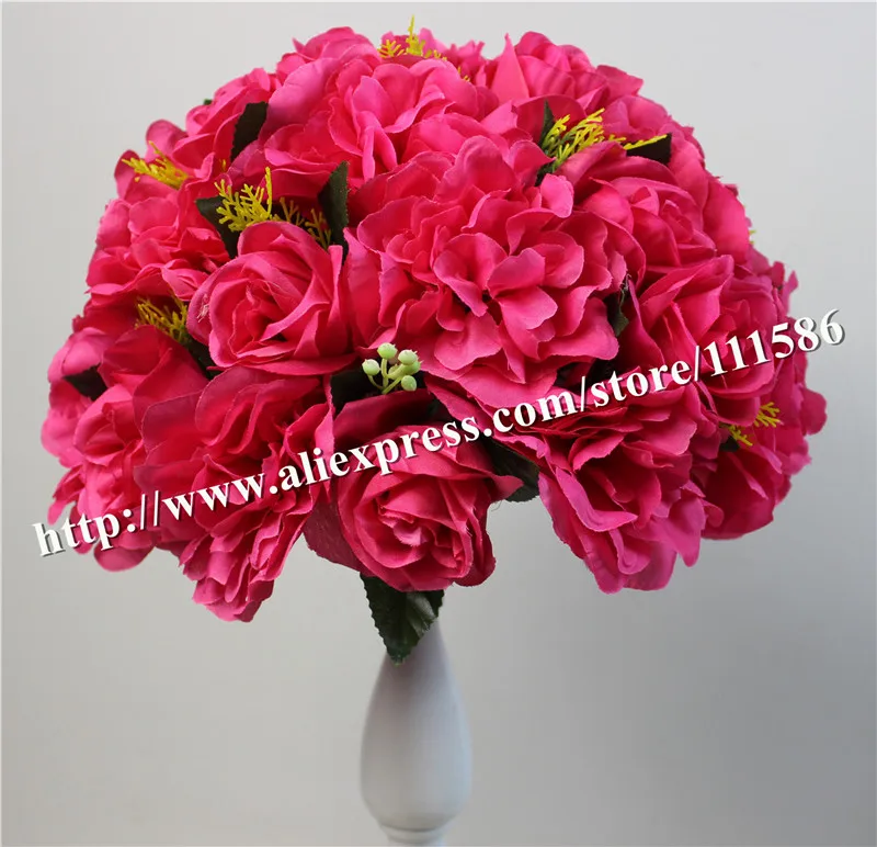 SPR -plum 10pcs/lot wedding road lead artificial wedding table rose flower wall center flower ball decoration