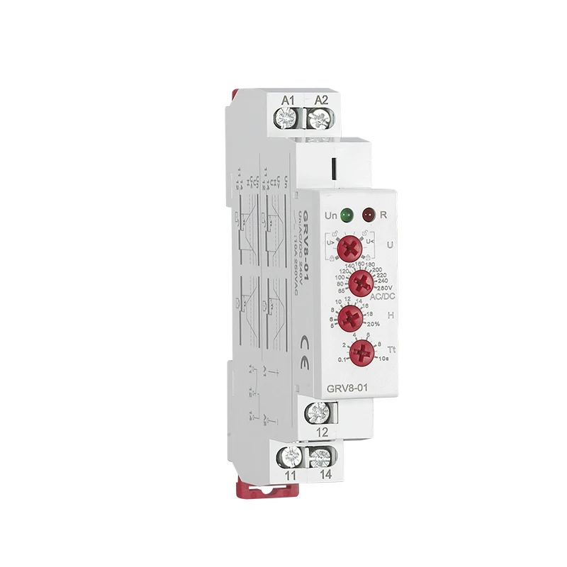 Din Rail Single Phase Monitoring Voltage Relay Industrial Control Overvoltage Undervoltage Protection Relay GRV8-01/02