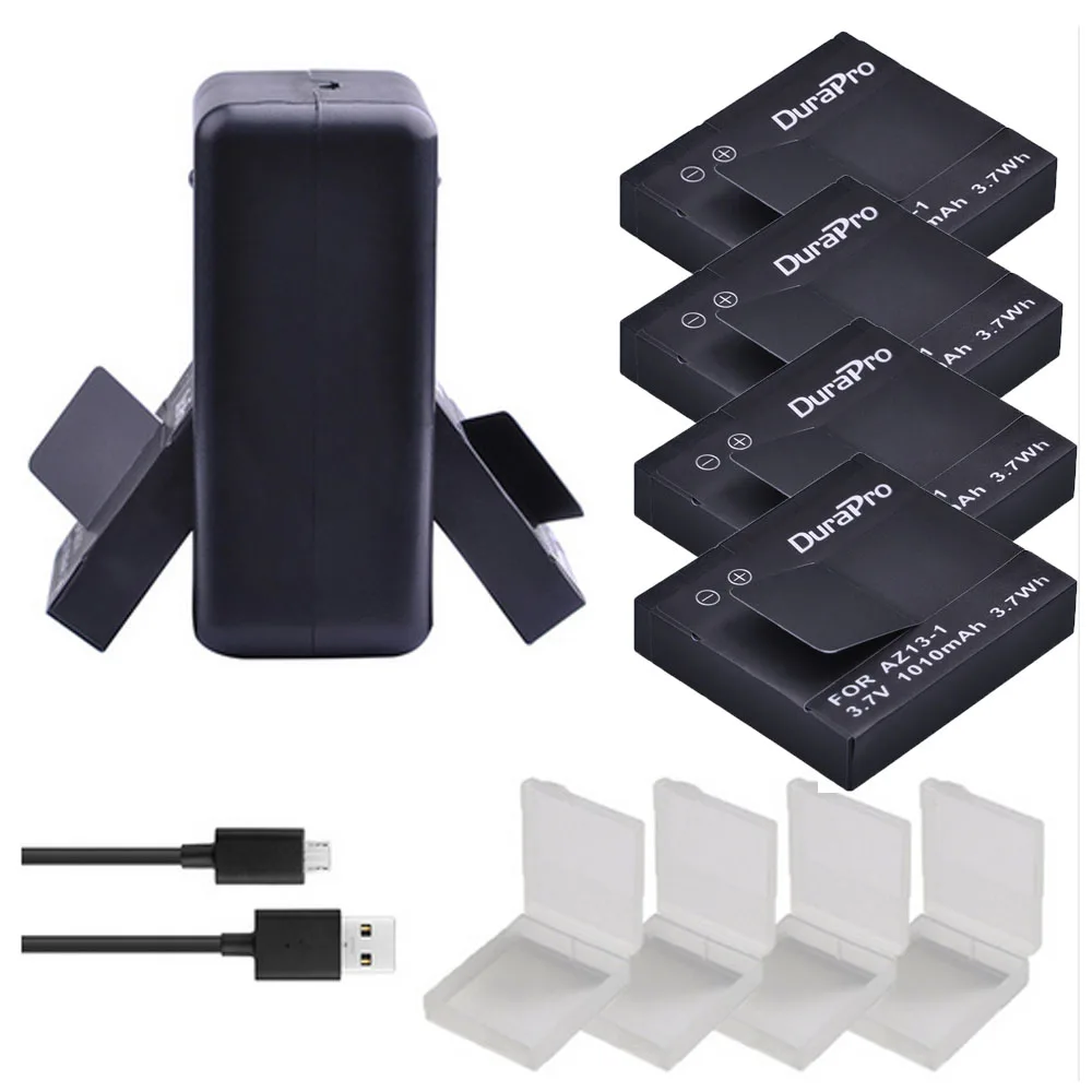 

4PC 1010mAH AZ13-1 AZ13 1 AZ13 Rechargeable L-ion Battery Akku + USB Dual Charger for Xiaomi Yi Action Camera AZ13-1 Bateria