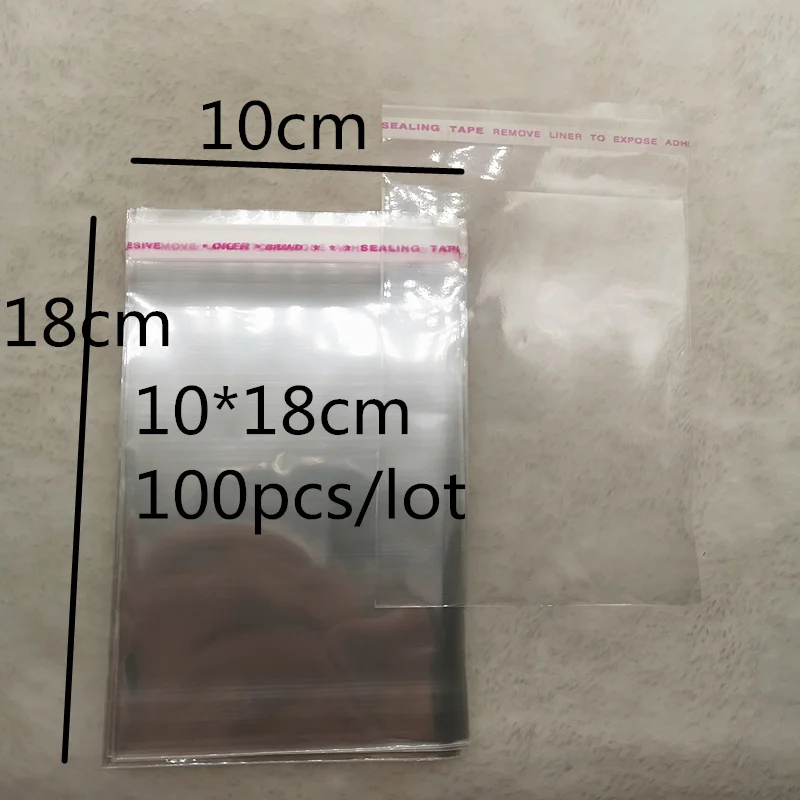 100pcs 10x18cm Resealable Poly Bag Transparent Opp Bag Plastic Bags Self Adhesive Seal Jewellery Making Bag