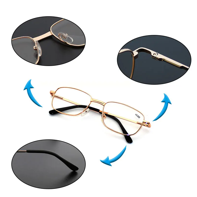 Men\'s Reading Glasses for Farsightedness Men Sight Spectacles Transparent Spring Hinge +1.00 +1.50 +2.00 +2.50 +3.00 +3.50 +4.00