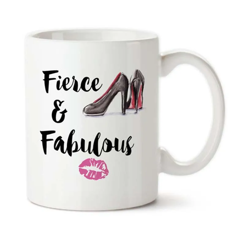 Fierce And Fabulous, Lipstick Kiss, Heels, Boss, Work It Girl, Girly  Boss Mug, Novelty Mug/Cup, Ceramic Coffee Mug 11oz