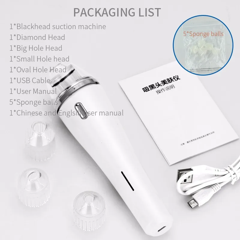 Skin Care Pore Vacuum Blackhead Remover Acne Pimple Removal Vacuum Suction Tool Face Clean Facial Diamond Dermabrasion Machine