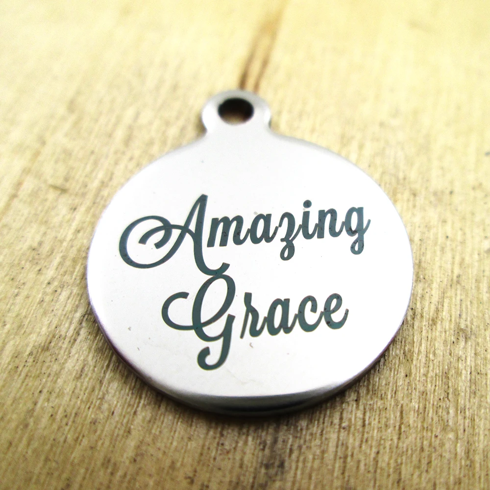 

20pcs/lot-amazing grace stainless steel charms - Laser Engraved - Customized - DIY Charms Pendants