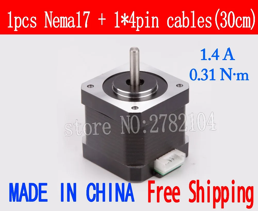 

Free shipping 1pc Quality 17HS3401(42HB1401) 4-lead Nema 17 Stepper Motor 42 motor 42BYGH 1.4A CNC Laser and 3D printer