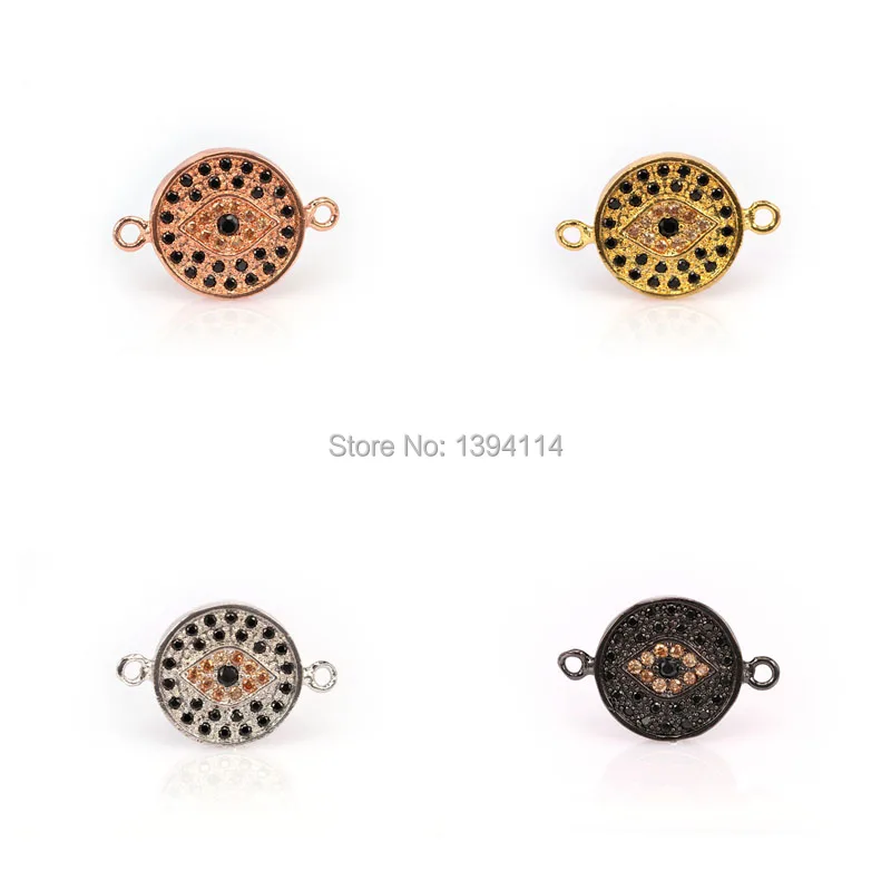 

20*14*2mm Micro Pave Black CZ Round Of Eye Relief Connector For Women As DIYBracelets Accessory