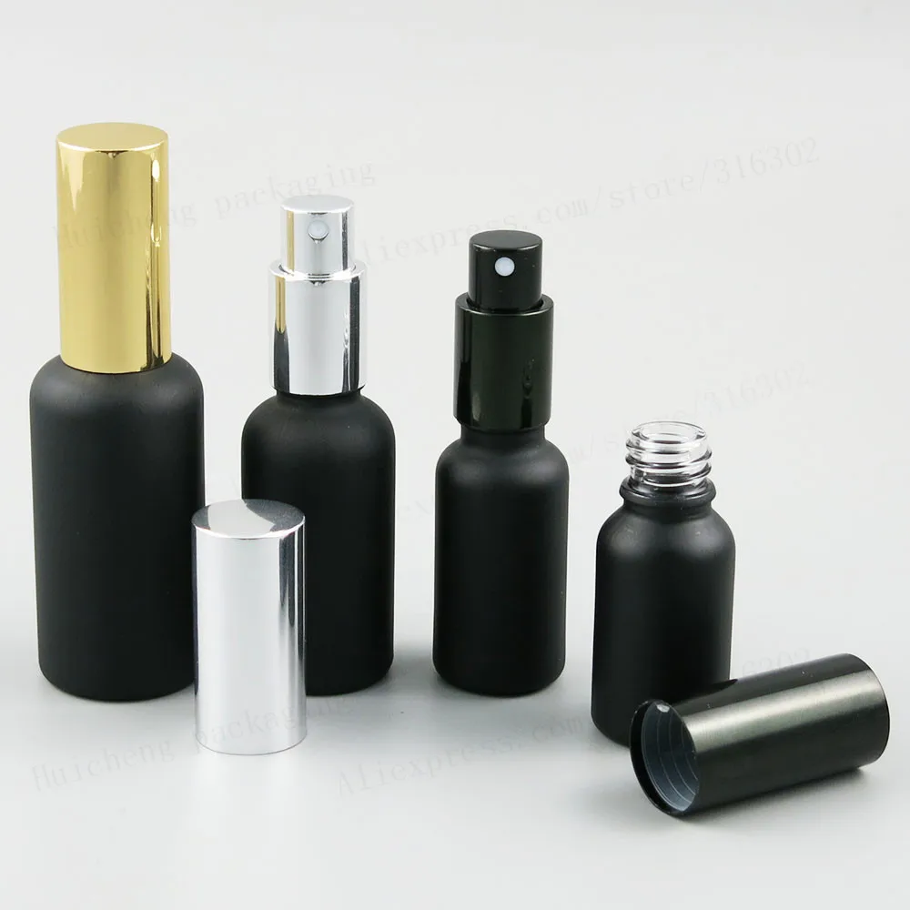 

200 x 100ml 50ml 30ml 20ml 15ml 10ml Matt Black Perfume Atomizer Fragrance Bottle With Aluminium Mist Sprayer