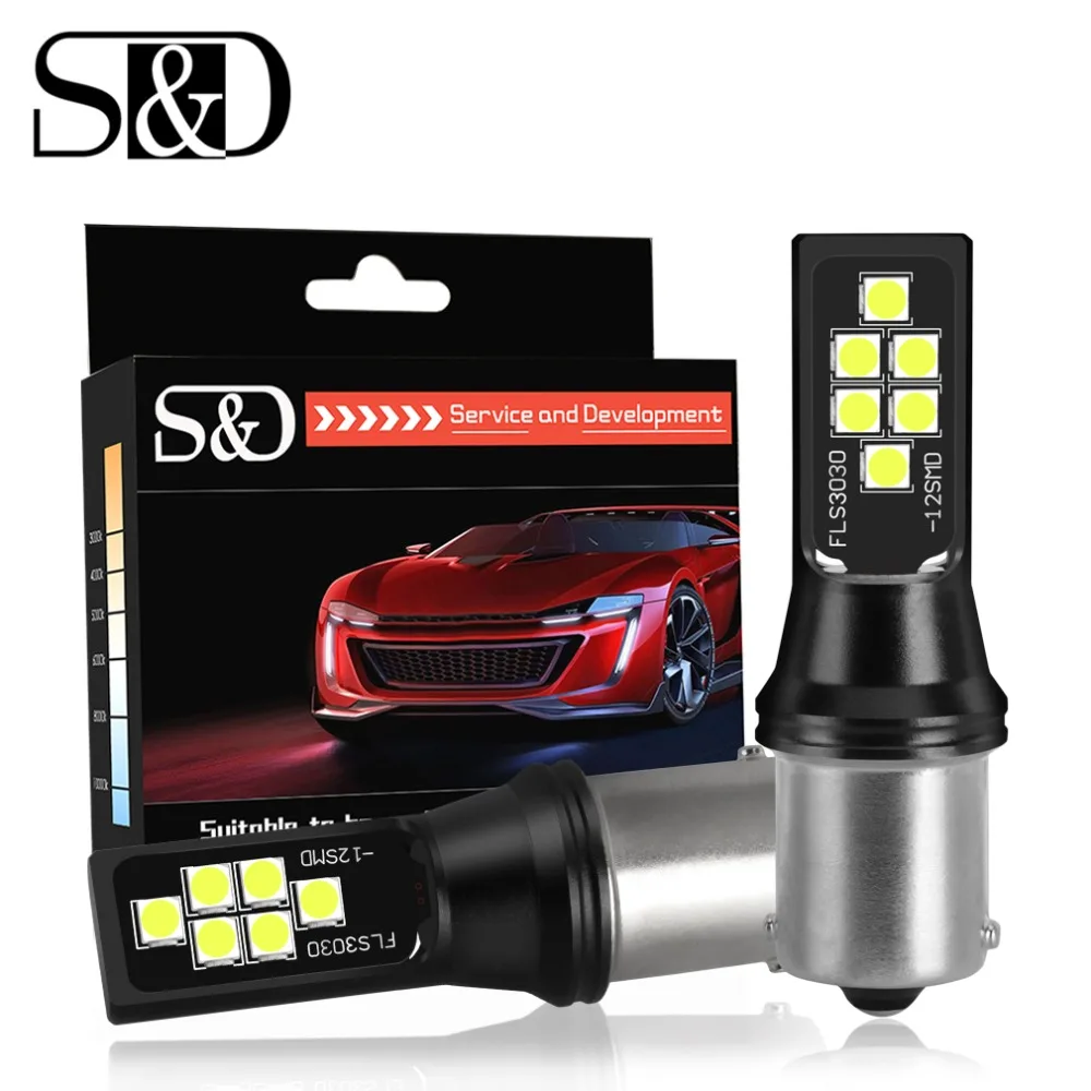 

2 шт., Автомобильные светодиодные лампы 1156 BA15S P21W BAU15S PY21W BAY15D 1157 P21/5W R5W 12SMD 3030