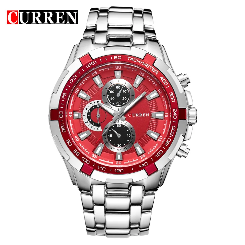 FREE SHIPPING 2016 CURREN QUARTZ HOUR BIG DIAL DATE DAY CLOCK BROWN LEATER SORT MEN STEEL WRIST WATCH