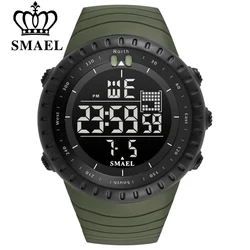 SMAEL Men Outdoor Sports Electronic chronograph 2023 New Men's Watch Big Dial Digital 50M waterproof Digital LED WristWatches