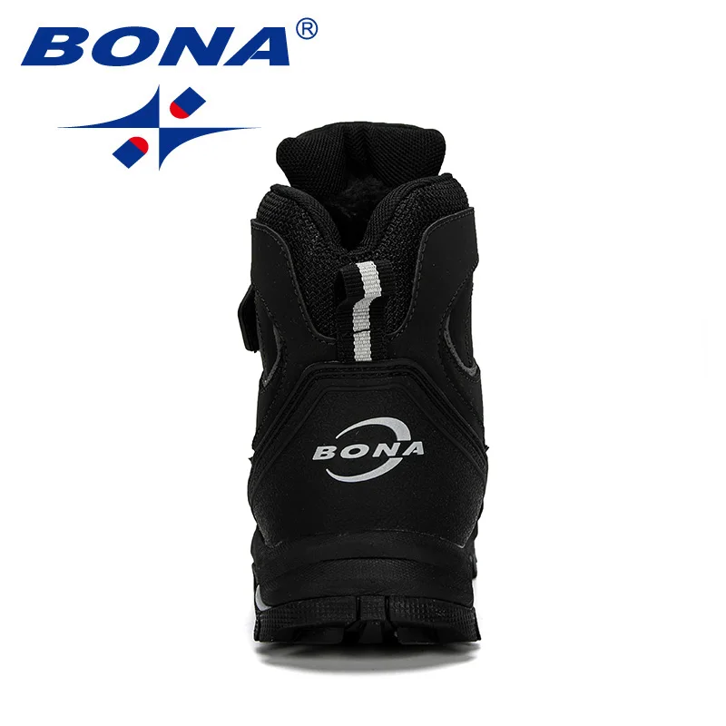 BONA New Style Winter Boys Boots Children Shoes For Kids Sneakers Leather Boots Plush Warm Flat Ankle Boots Comfortable