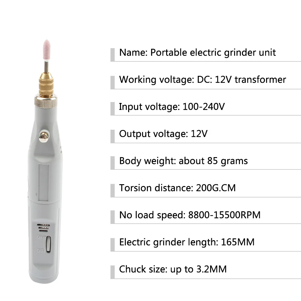 15W 100-240V DC 12V MINI ขนาดเล็กความเร็วไฟฟ้าเครื่องบดมือเจาะ