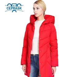 Women's Winter Jacket Outerwear Long Fashionable Women Winter Coat Hooded Warm Thickening windproof Down Jacket Parka CEPRASK