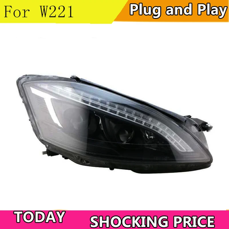 doxa Car Styling For Benz W221 Headlight 2005-2009 year LED Front Lamp without AFS function Black housing SN