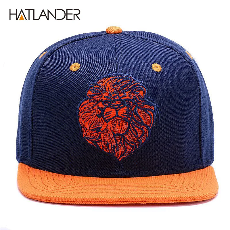 High quality lion face embroidery snapback cap cool king hip hop hat for boys and girls