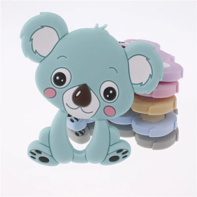 10Pcs Silicone Cartoon Koala Bijtring Hanger Bpa Gratis Silicone Tandjes Ketting Food Grade Kerstversiering