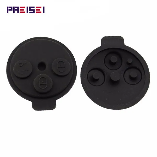 PREISEI 50pieces/lot Black 3 Button Car Key Silicon Button Rubber Pads Replacements For Benz Smart key