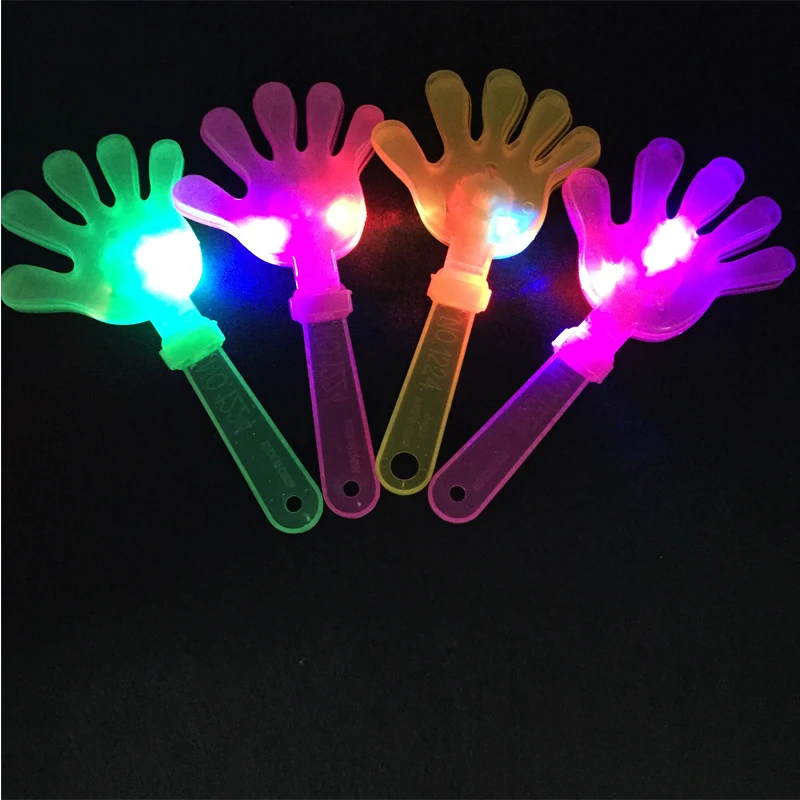 12pcs/lot Light up Toys Applause Props LED Light Clap Hands Palms Shoot Kids Toy Party Favors Rattle Plastic Halloween Decor