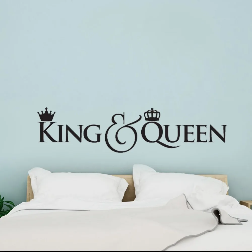 Headboard DIY Vinyl Wall Decals King and Queen Crown Wall Decor Sticker Home Decoration Bedroom Art Decal Gift for Couple D533