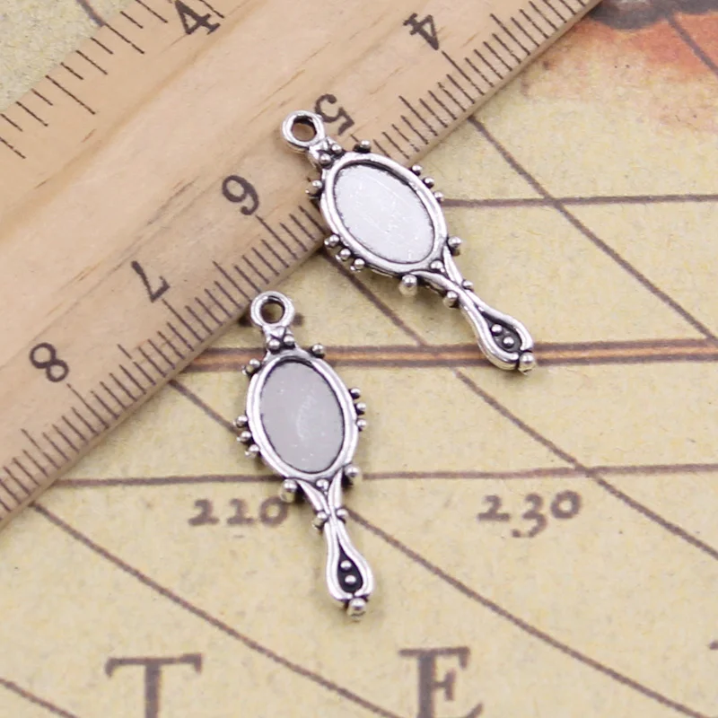 50pcs Charms Devil Mirror 27x10mm Tibetan Pendants Crafts Making Findings Handmade Antique Jewelry DIY For Necklace