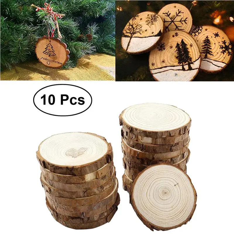 Tree Bark Size 3 Unfinished Christmas Ornaments Round Circle Slices Wood Discs Wood Slices Log Discs DIY Craft For Wedding