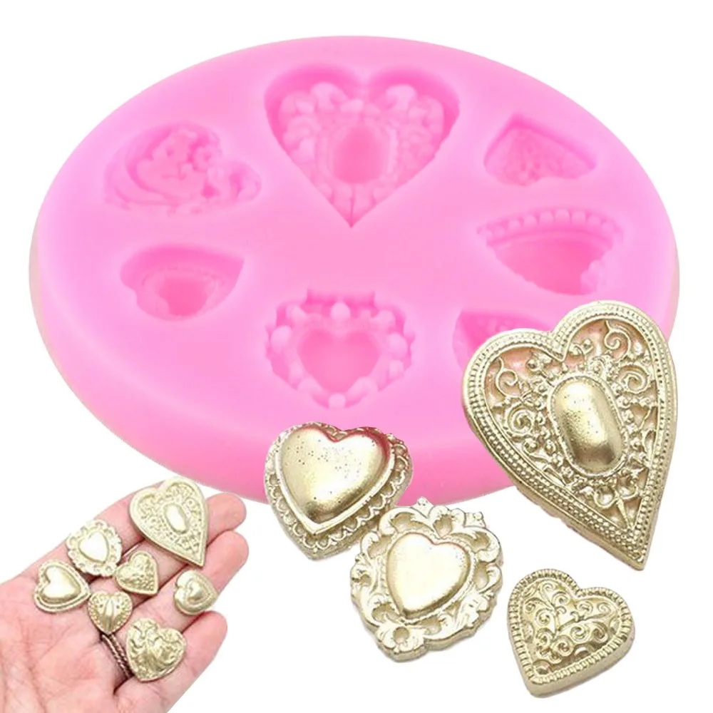 Love Gem Diamonds Chocolate Wedding Cake Decorating Tools DIY Heart Shape Baking Candy Clay Fondant Silicone Molds