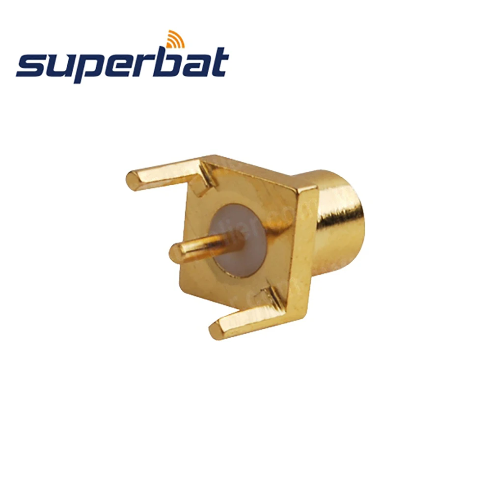 Superbat-MCX Crimp Edge Mount Conector Fêmea, PCB banhado a ouro RF conector coaxial, 10pcs