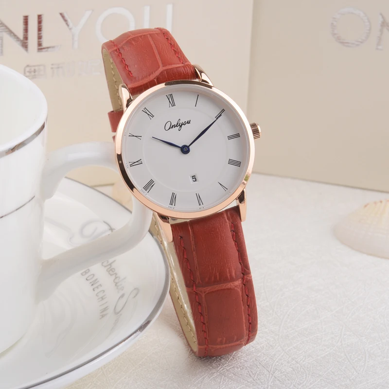 Ultra-thin waterproof watch ladies quartz watch Fashion student Korean leather watchband simple woman watch